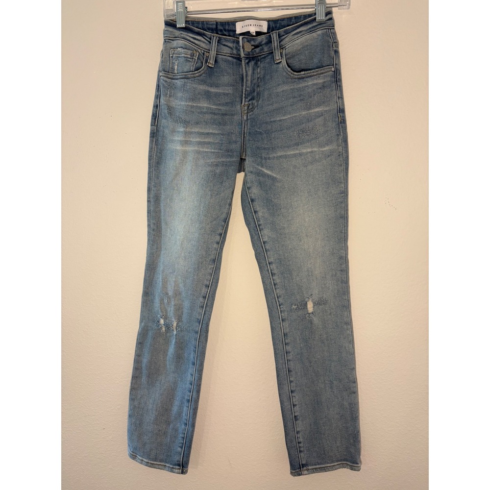 Risen Jeans Womens Distressed High Rise Skinny Jeans Light Wash Blue Size 0/24